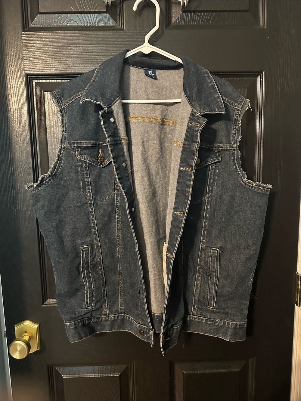 George Dark Blue Denim Vest - Sleeveless Jean Jacket